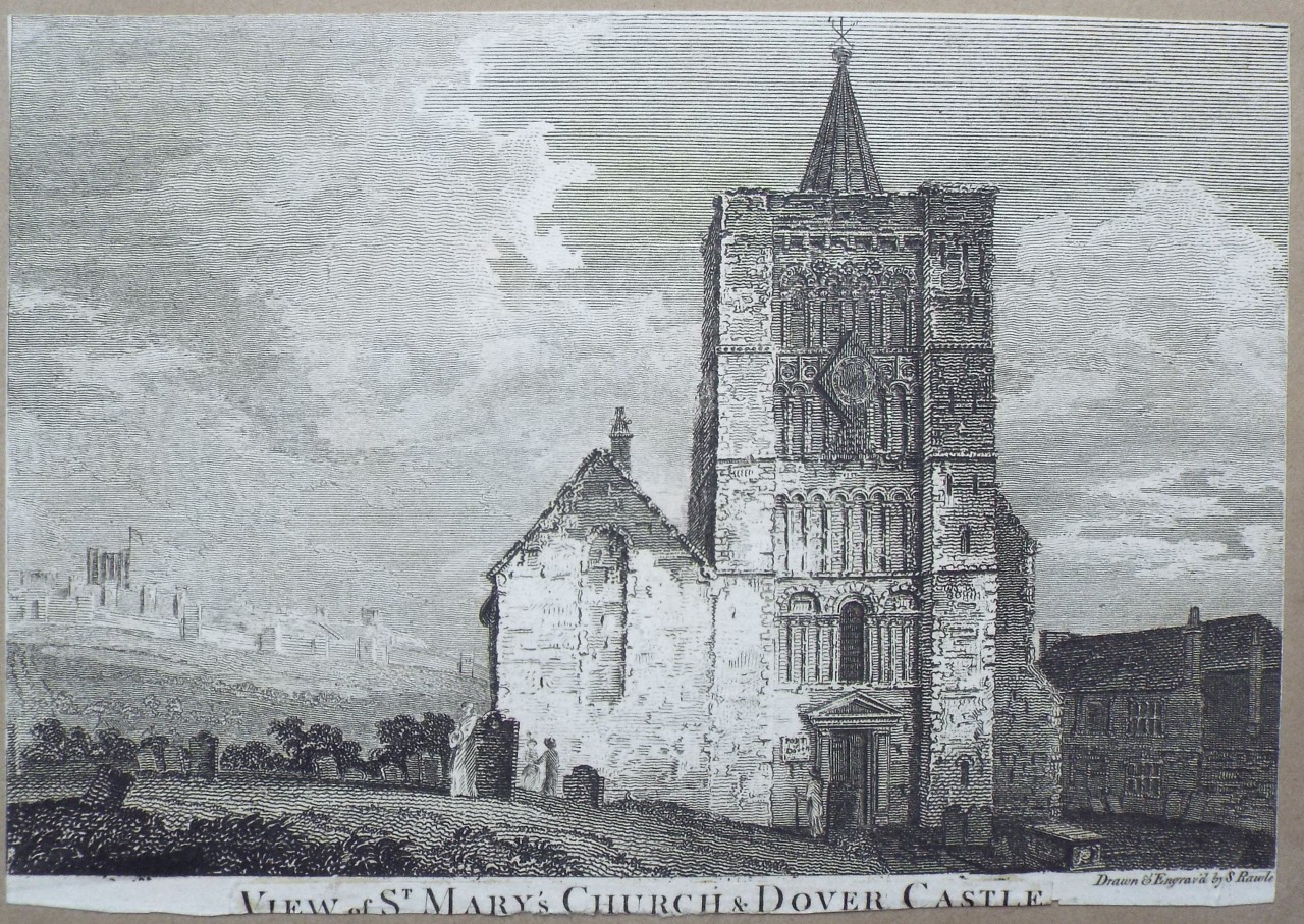 Print - View of St. Mary's Church & Dover Castle. - Rawle