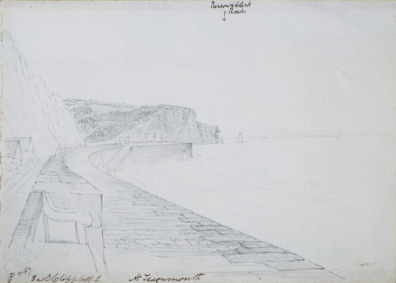 Pencil sketch - East Cliff, looking E.At Teignmouth.
