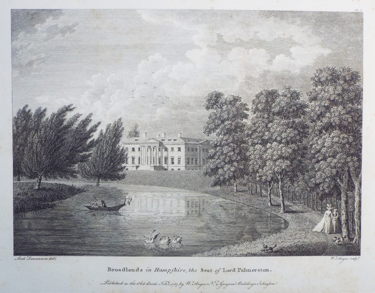 Print - Broadlands in Hampshire, the Seat of Lord Palmerston. - Angus