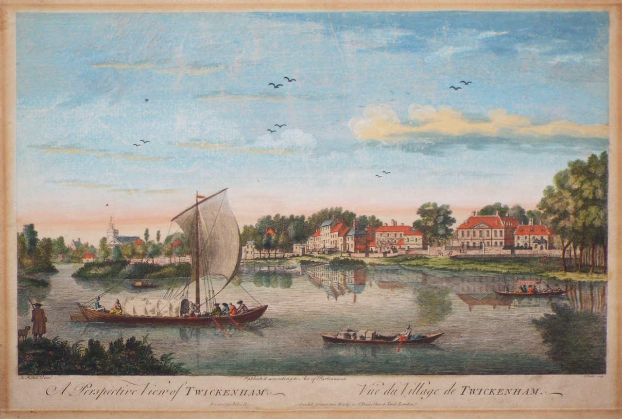 Print - A Perspective View of Twickenham. Vue du Village de Twickenham. - Rooker