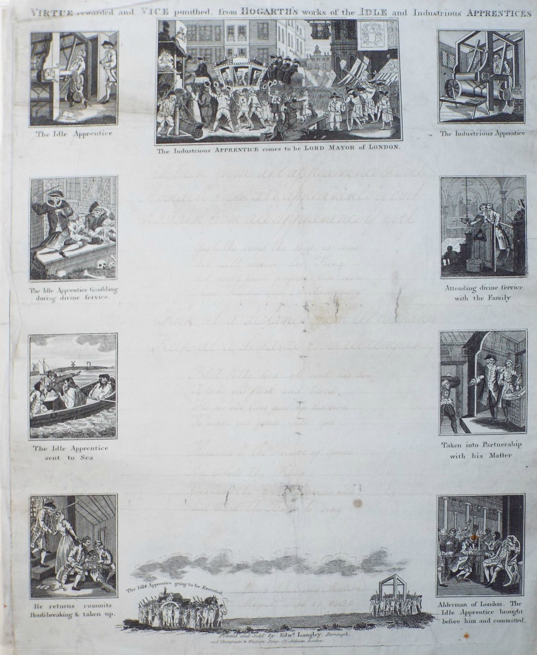 Print - Virtue and rewarded and Vice punished, from Hogarth's works of the Idle and Industrious Apprentices - Edwd.