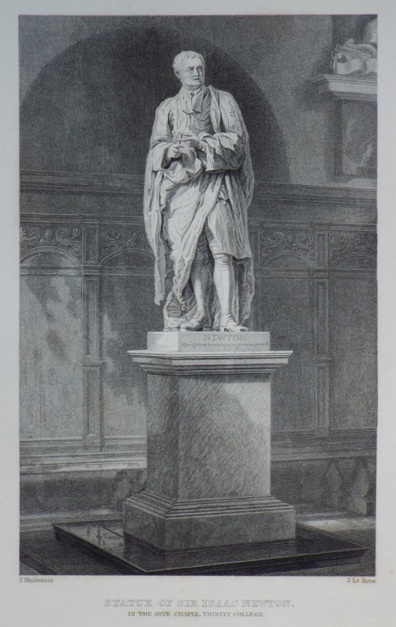 Print - Statue of Sir Isaac Newton, in the Ante Chapel, Trinity College. - Le