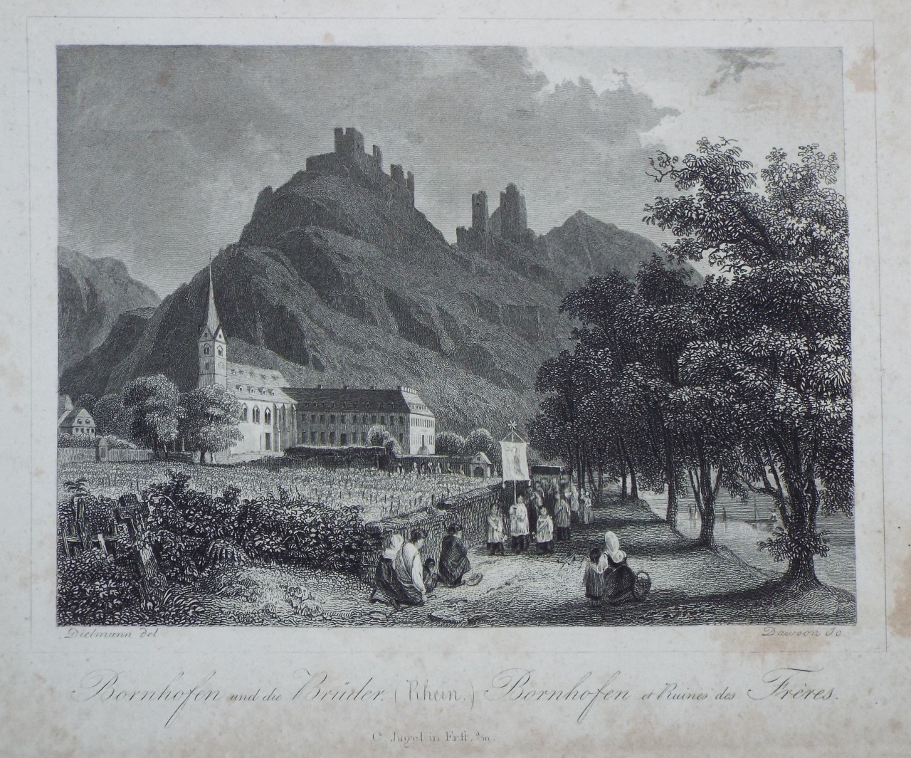 Print - Bornhofen und die Bruder. (Rhein) Bornhofen et Ruine des Freres. - 