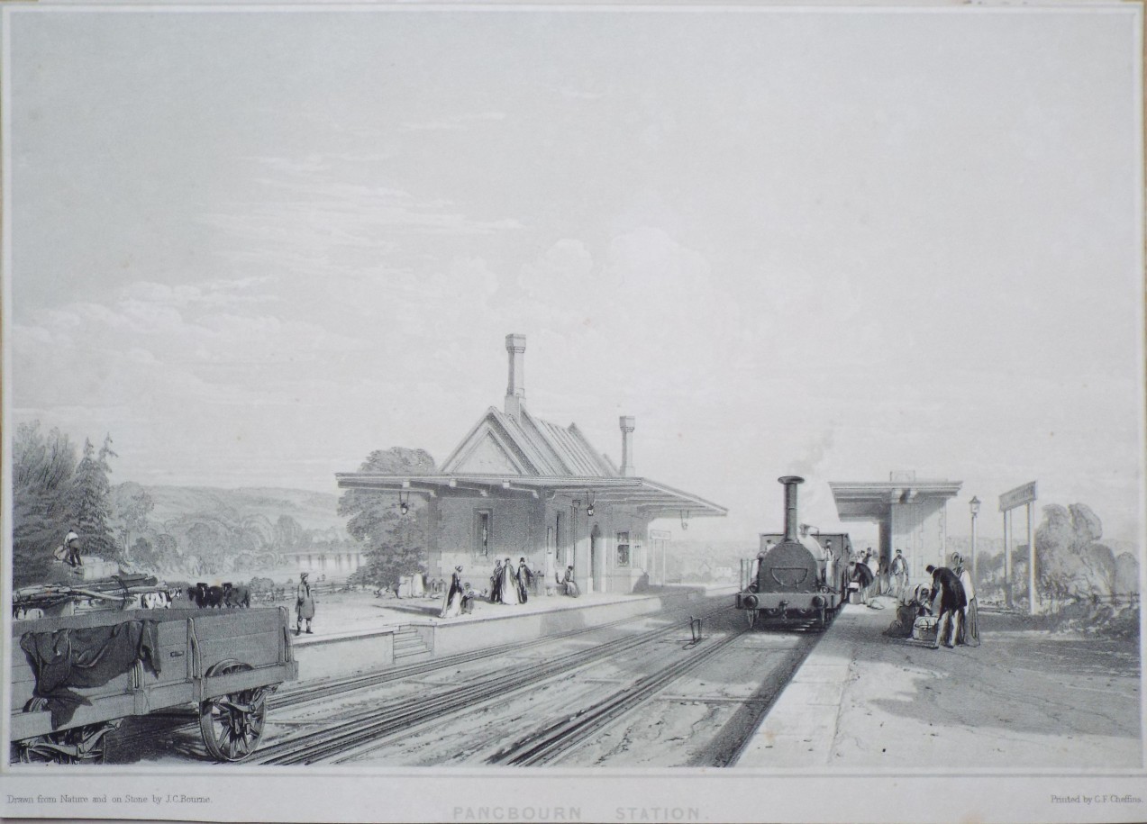 Lithograph - Pangbourn Station. - Bourne