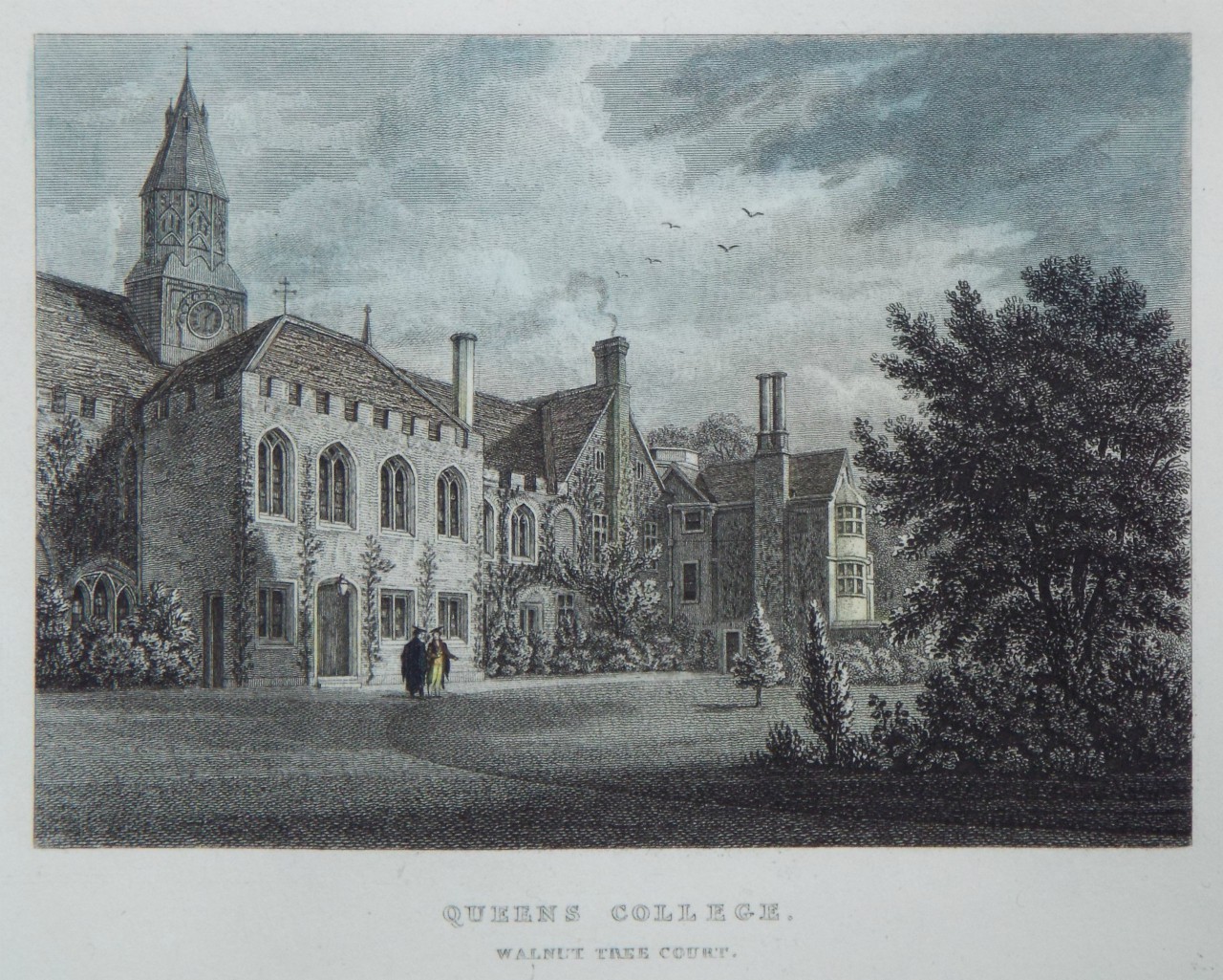 Print - Queens College. Walnut Tree Court.