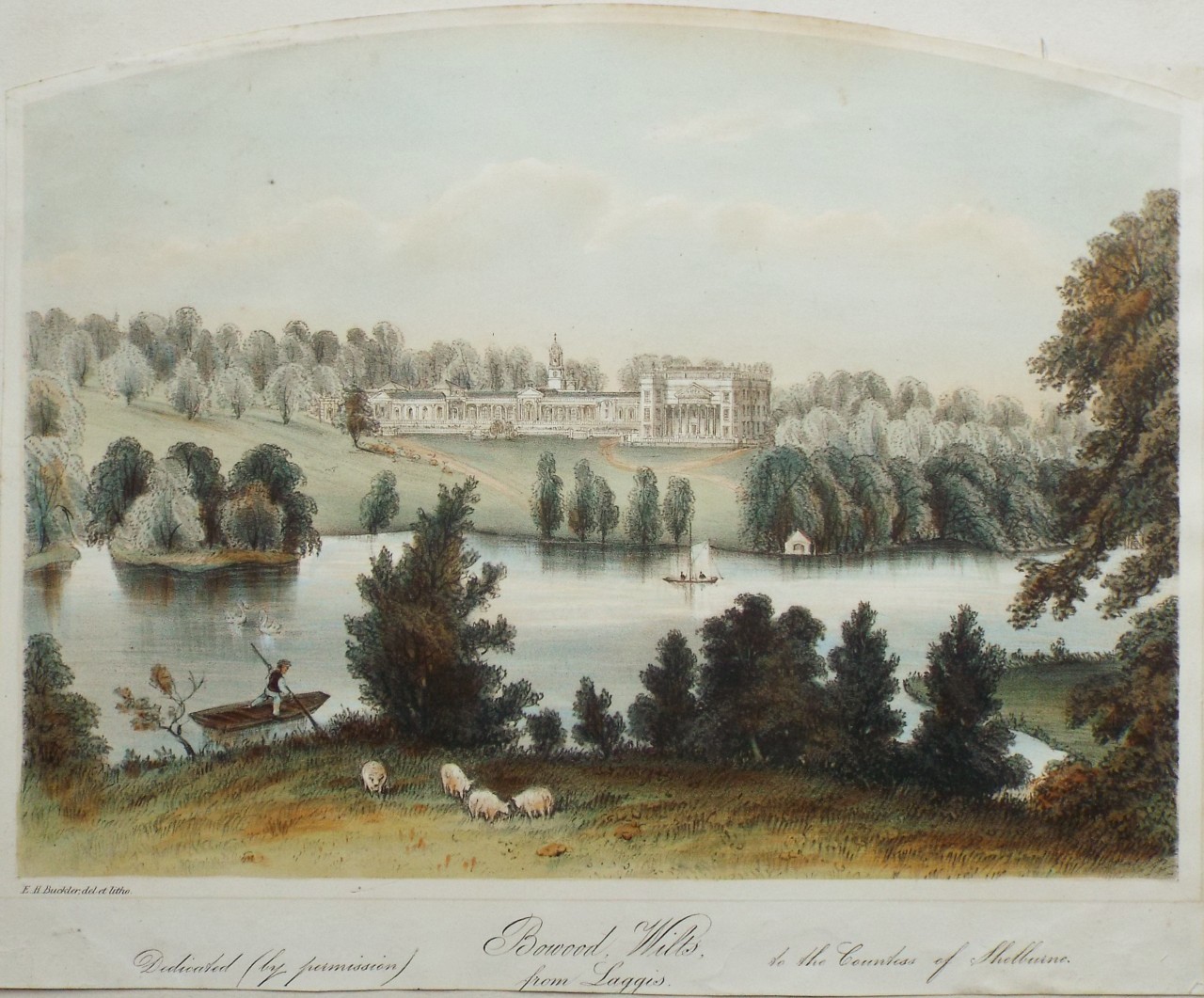 Lithograph - Bowood, Wilts, from Loggia - Buckler