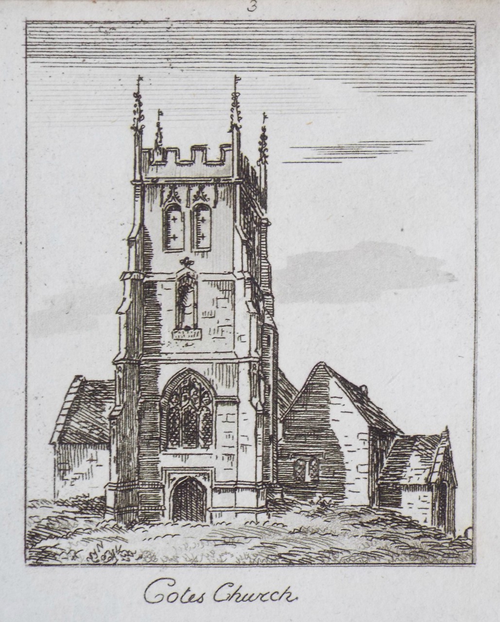 Etching with aquatint - Cotes Church