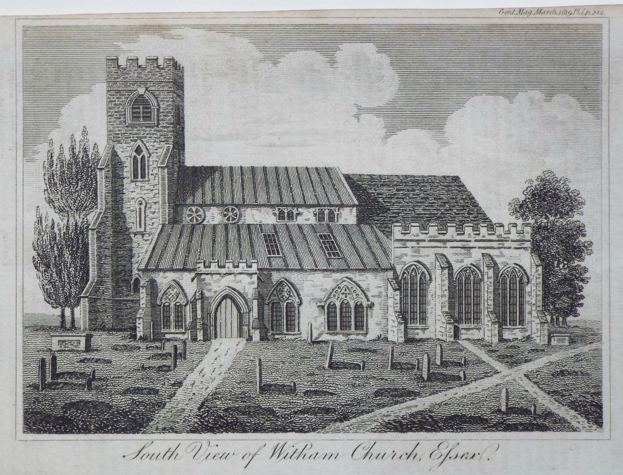 Print - South View of Witham Church, Essex.