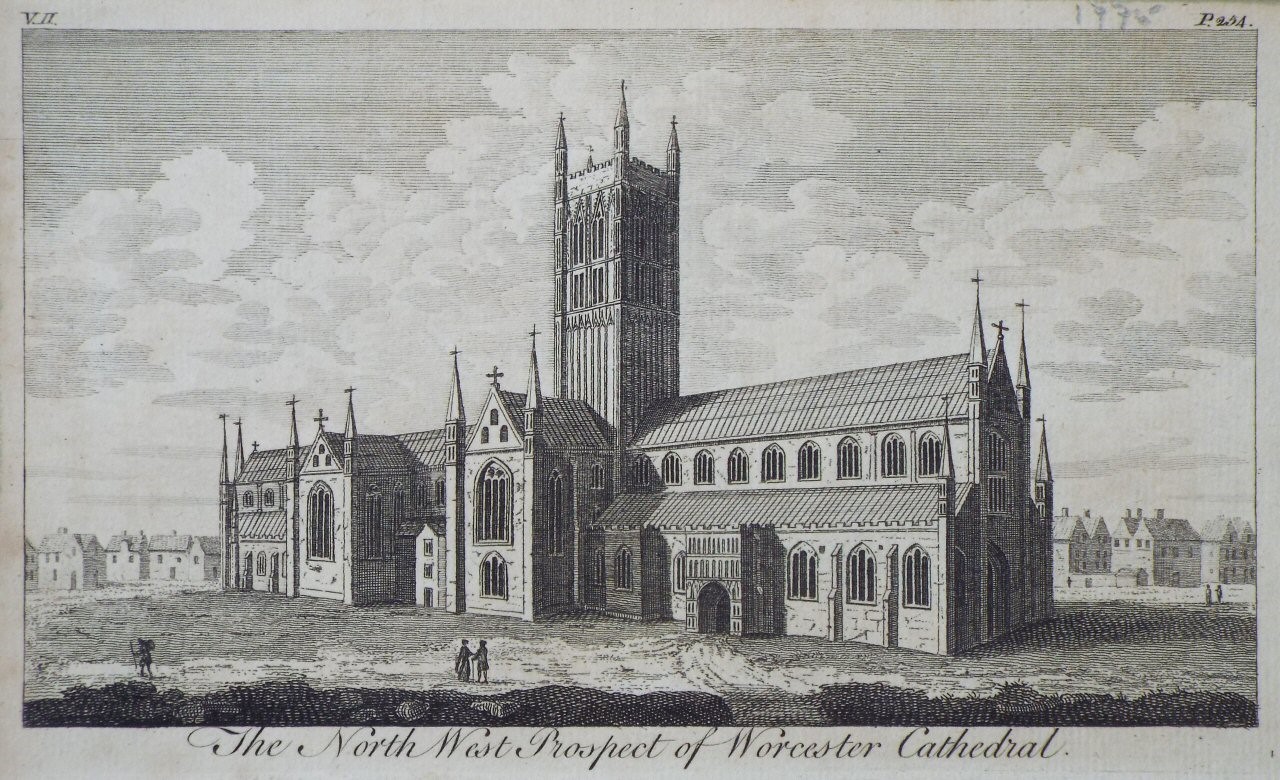 Print - The North West Prospect of Worcester Cathedral.