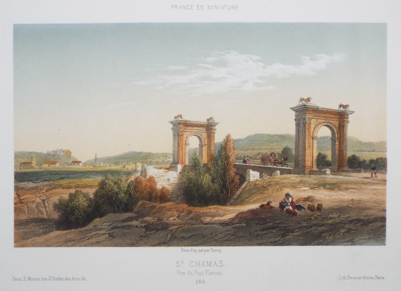 Lithograph - St. Chamas. Vue du Pont Flavien. - 