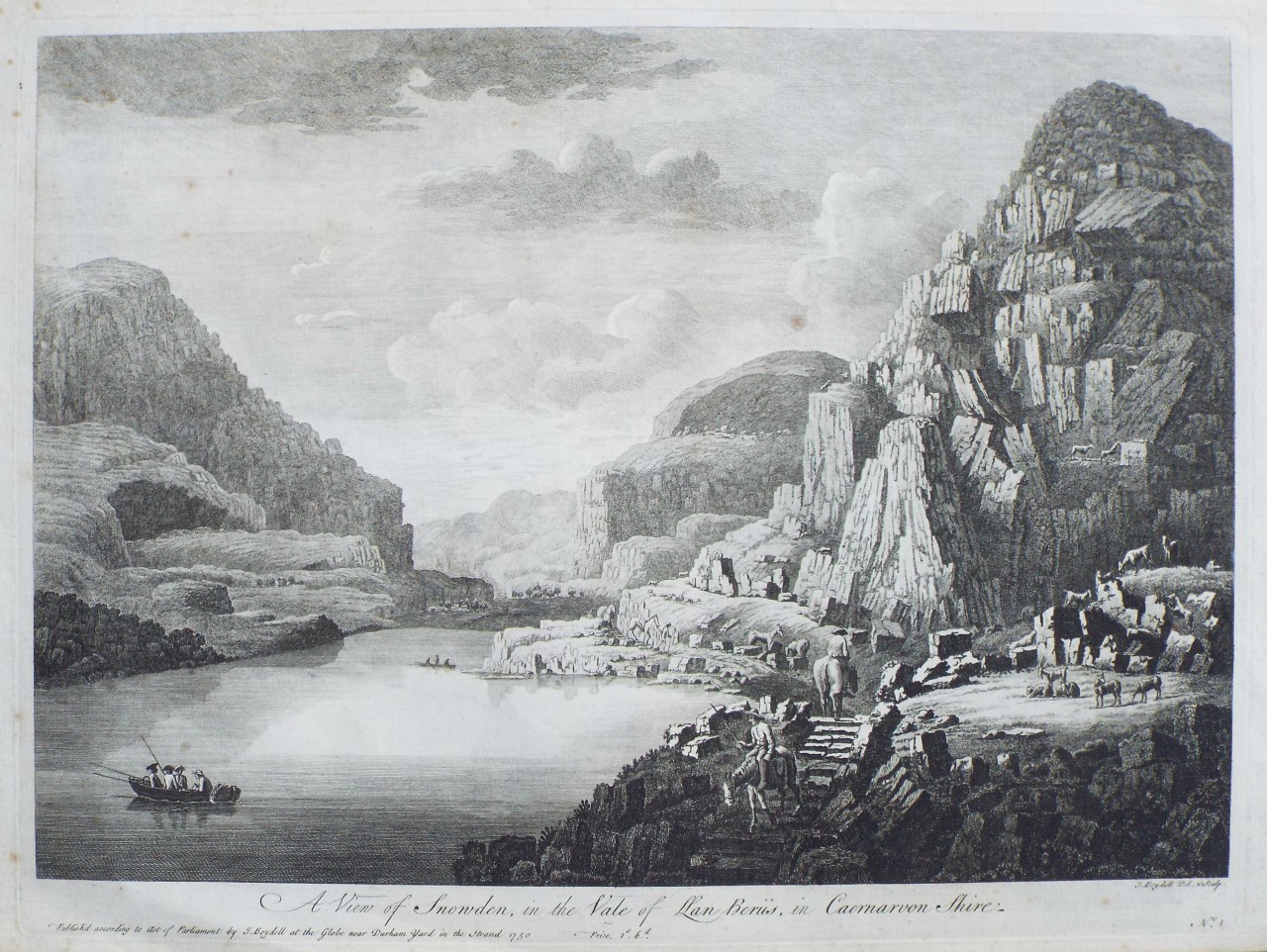 Print - A View of Snowden, in the Vale of Llan Berus, in Caernarvon Shire. - Boydell
