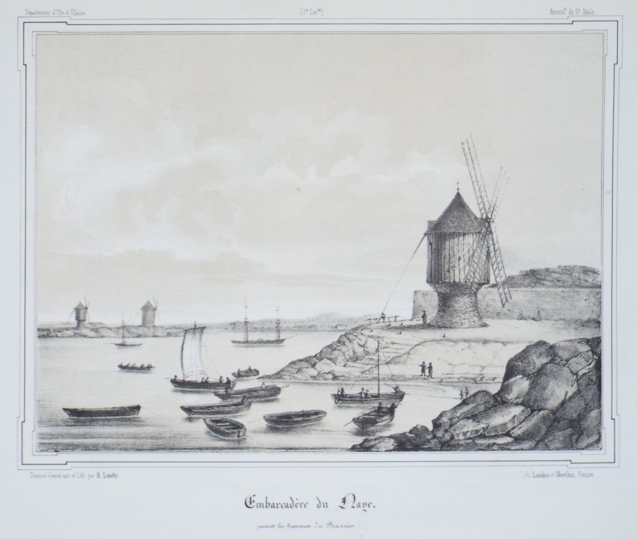 Lithograph - Embarcadere du Naye. - Lorette