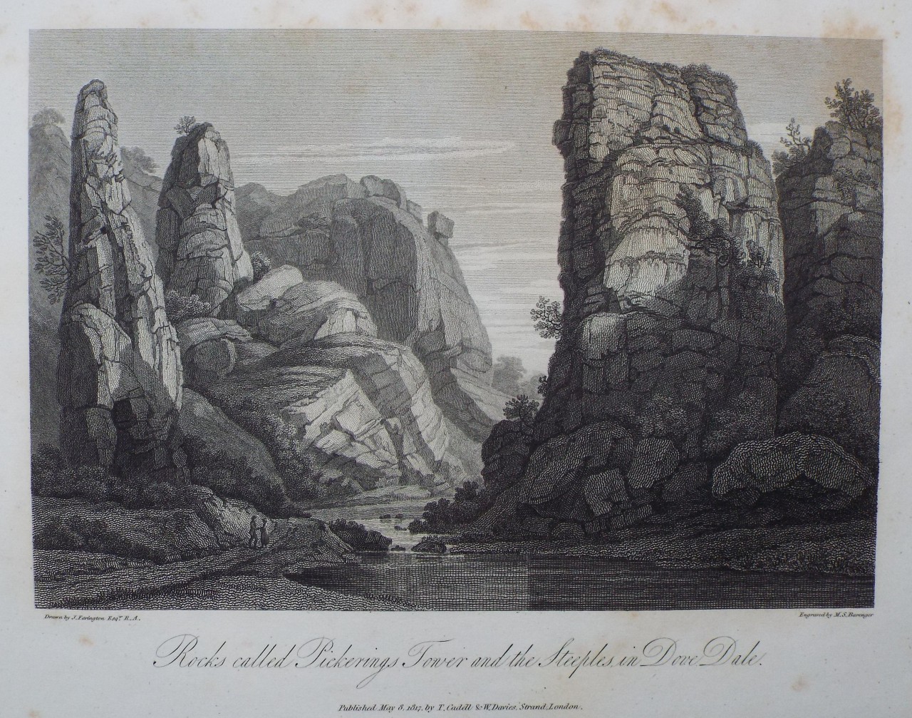 Print - Rocks Called Pickerings Tower and the Steeple in Dove Dale. - Berenger