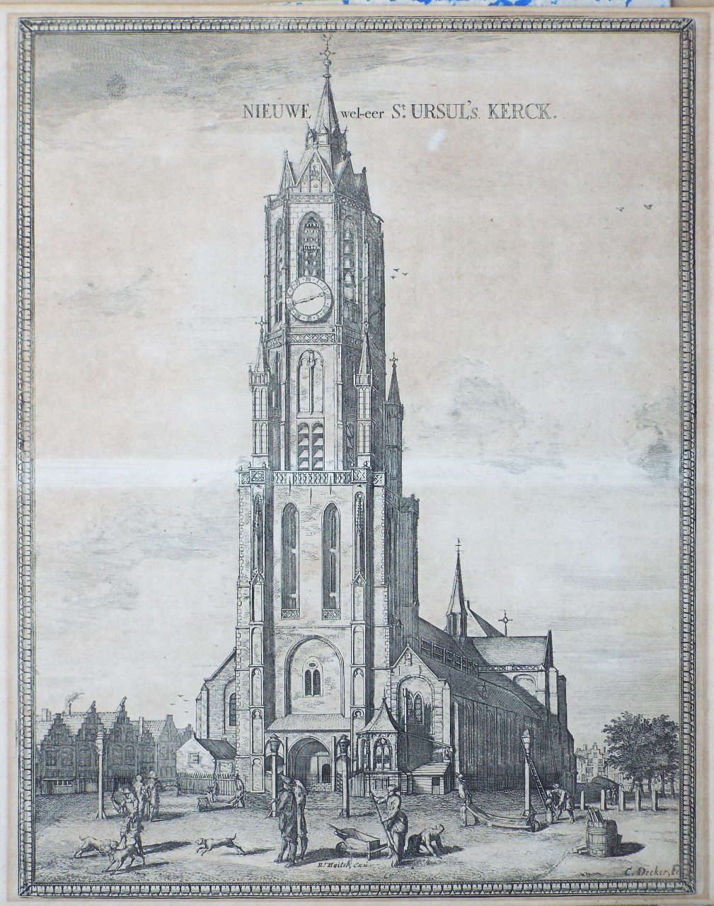 Etching - Nieuwe wel-eer St. Ursula's Kerck. - Decker