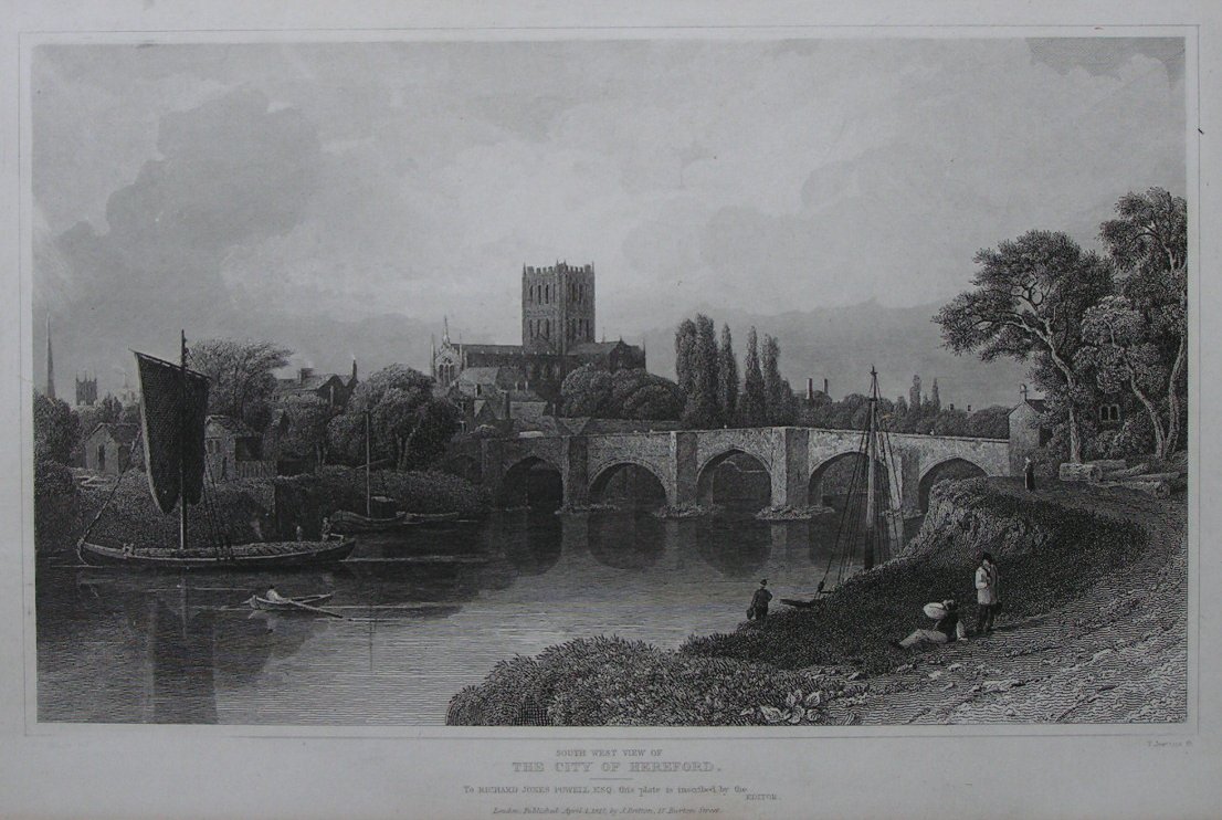 Print - South West View of the City of Hereford. - Jeavons