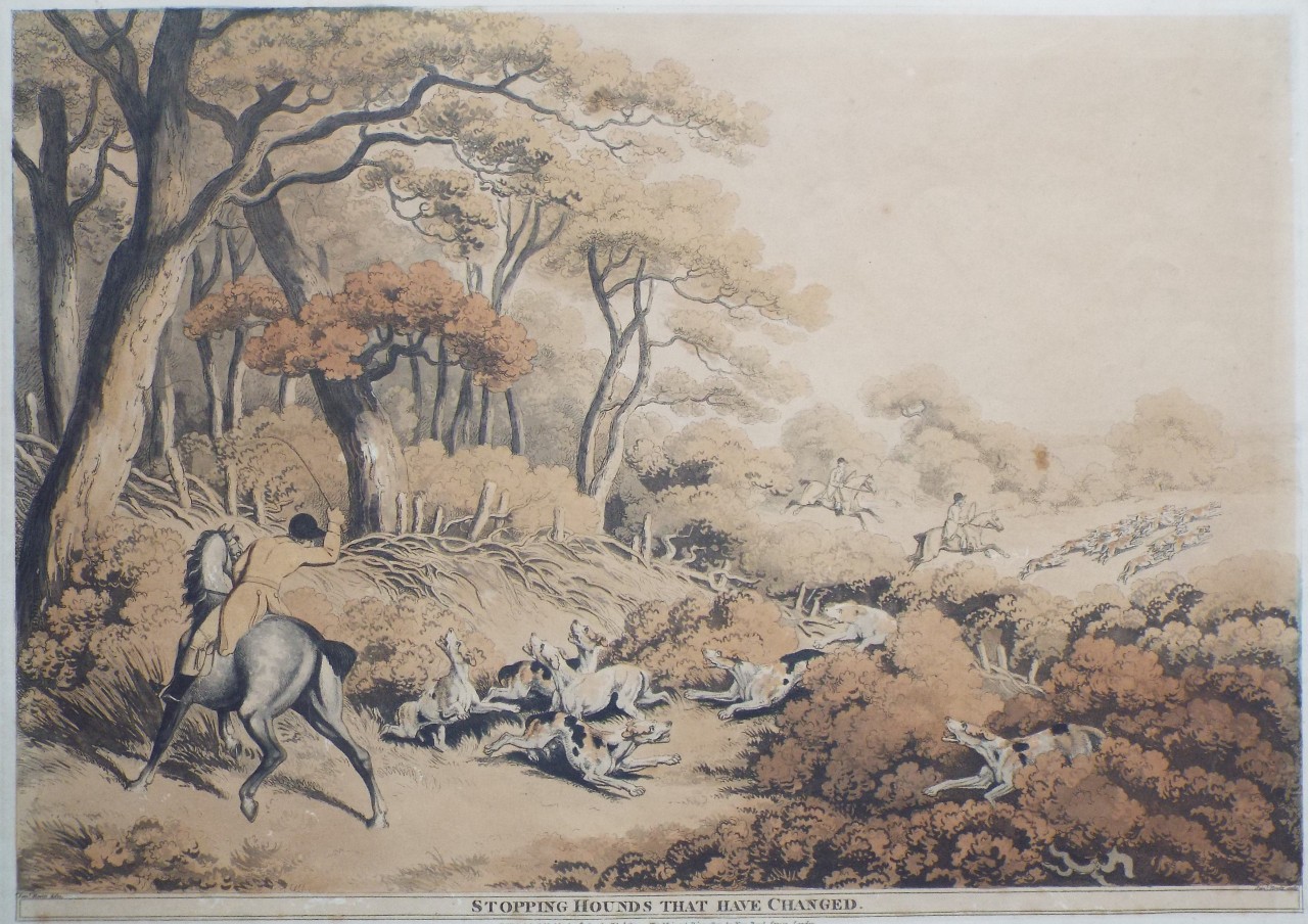 Aquatint - Stopping Hounds that have Changed. - Howitt