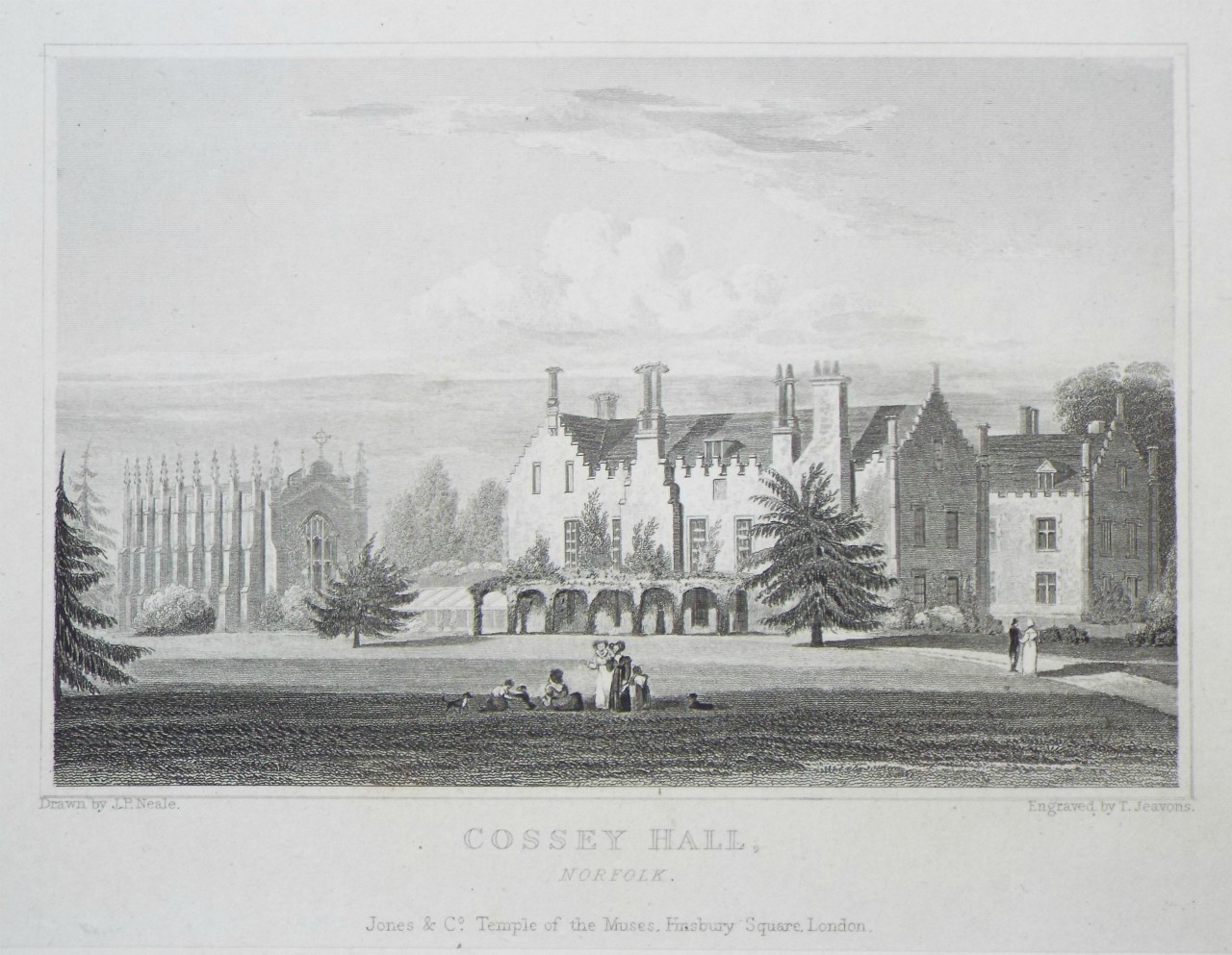 Print - Cossey Hall, Norfolk. - Jeavons