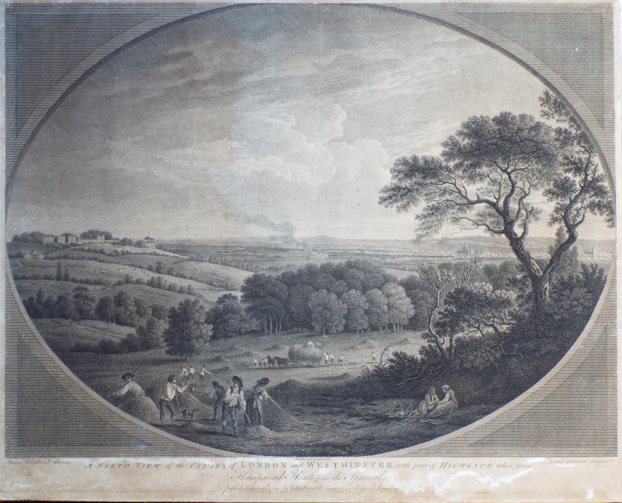 Print - A North View of the Cities of London and Westminster, with part of Highgate taken from Hampstead Heath near the Spaniards. - Lerpeineire