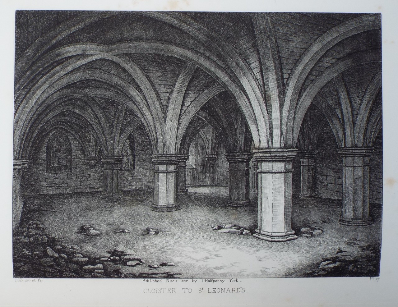 Etching - Cloister to St. Leonard's. - Halfpenny