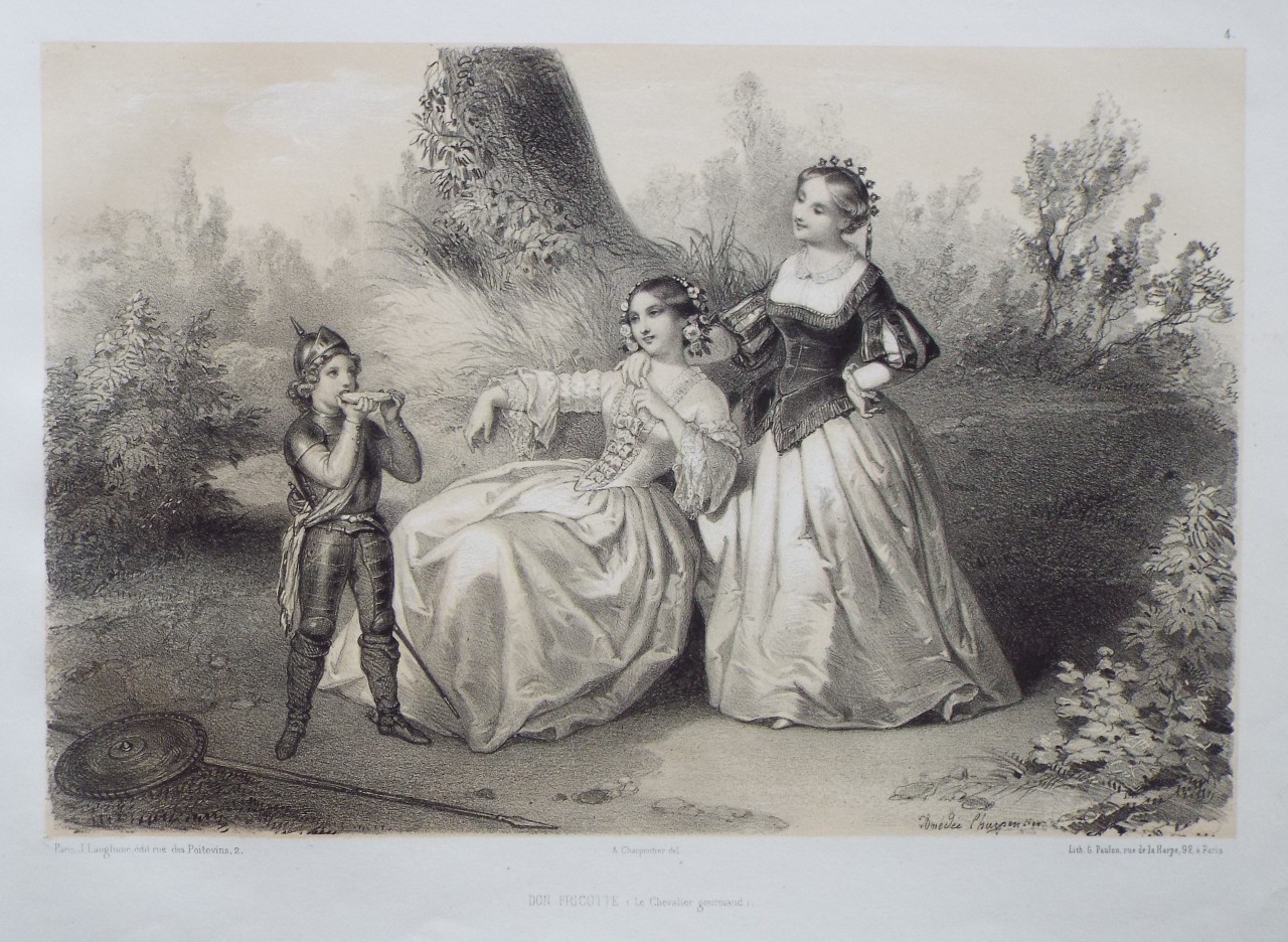 Lithograph - Don Fricotte (Le Chevalier gourmand). - Charpentier