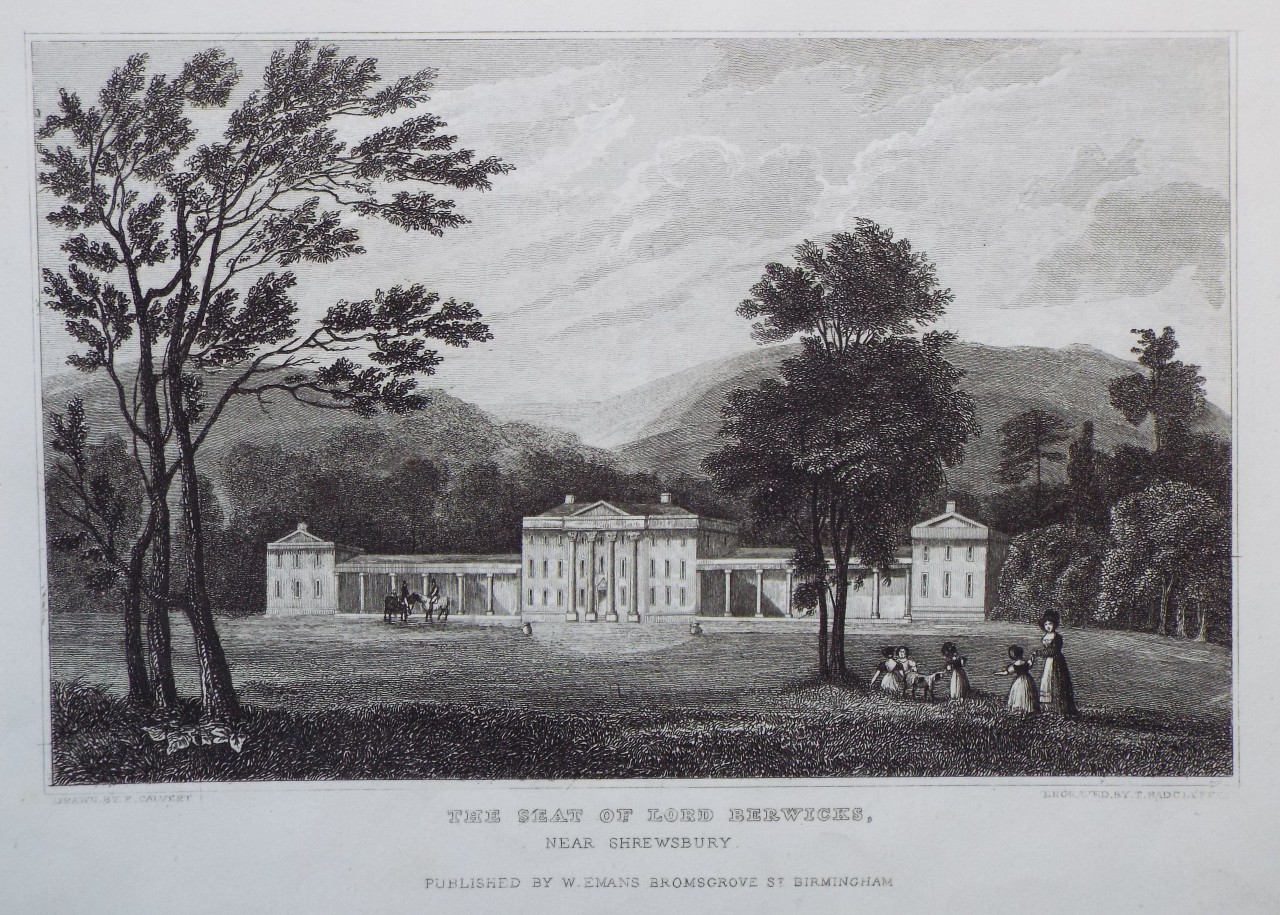 Print - The Seat of Lord Berwicks, near Shrewsbury - Radclyffe