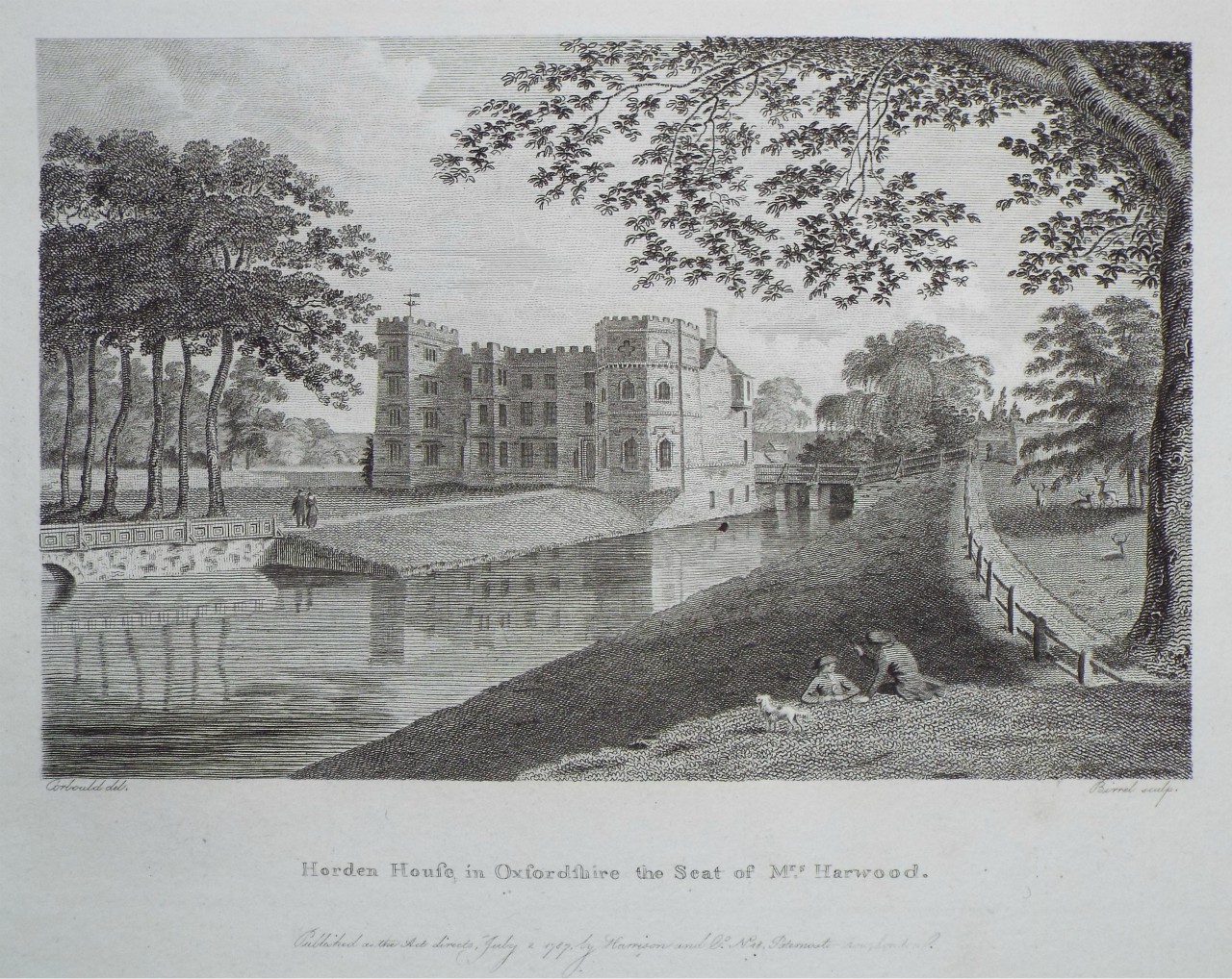 Print - Horden House, in Oxfordshire, the Seat of Mrs. Harwood. - 