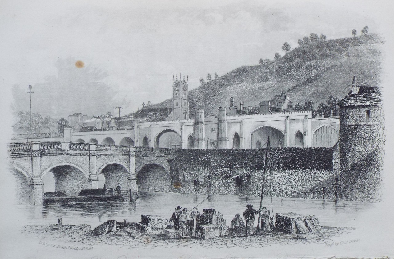 Steel Vignette - Old Bridge and Railway Viaduct, Bath. - Davies