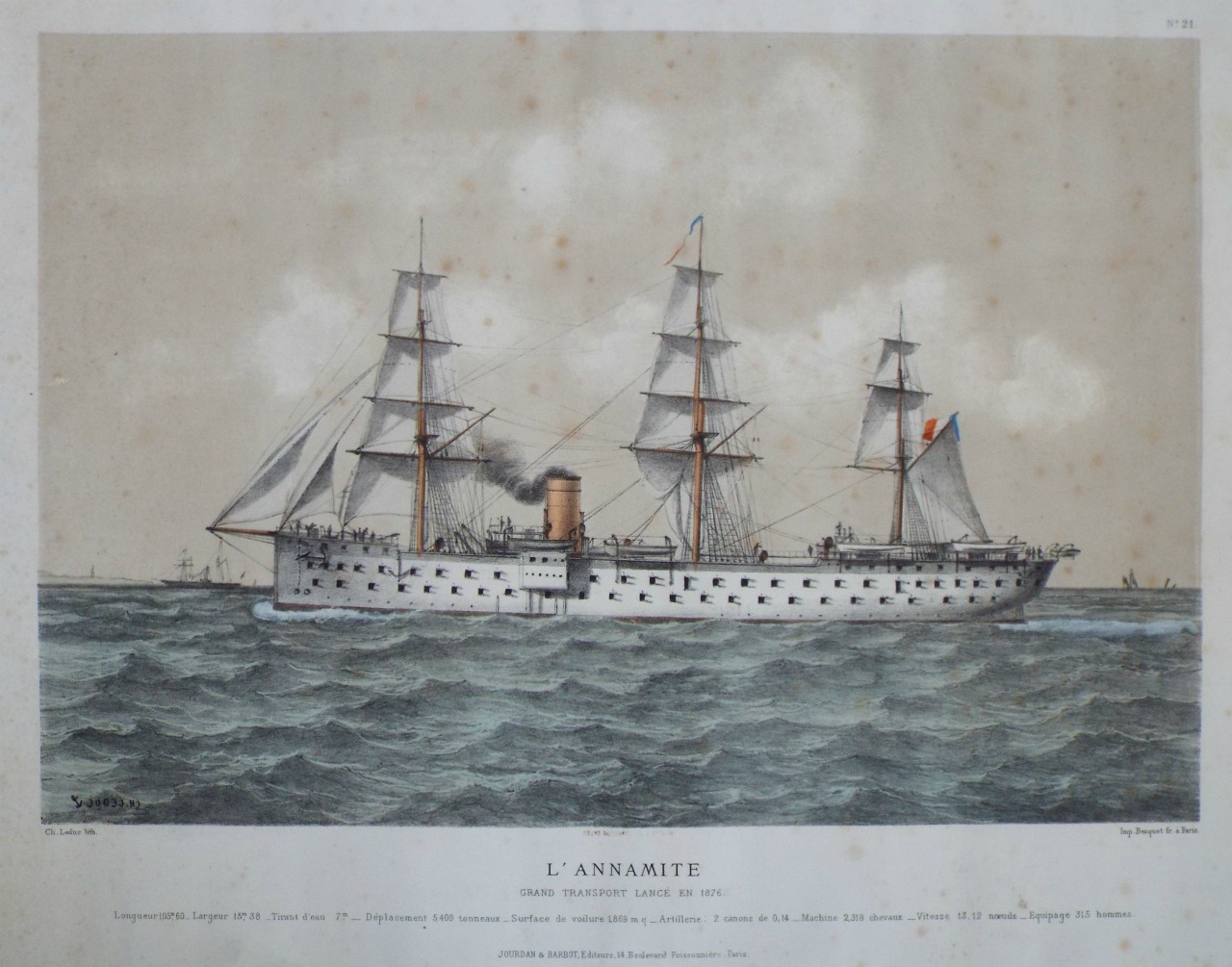 Lithograph - L'Annamite Grand Transport Lance en 1876. - Leduc