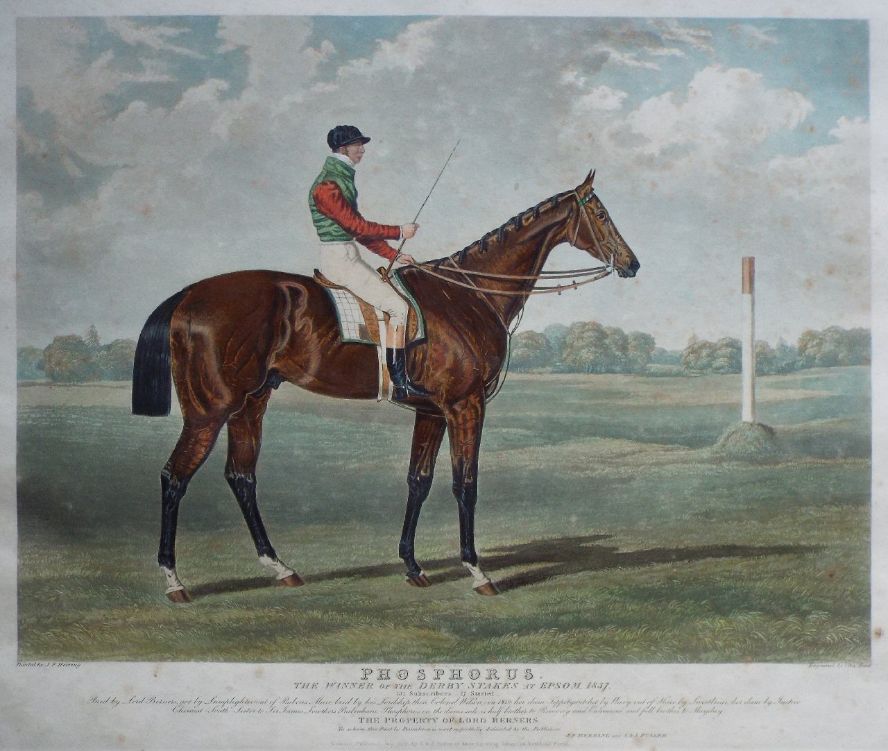 Aquatint - Phosphorus, the Winner of the Derby Stakes at Epsom, 1837. - Hunt