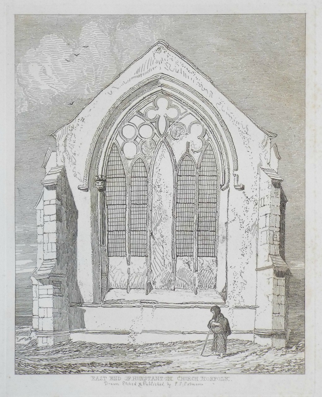 Etching - East End of Hunstanton Church, Norfolk. - Cotman