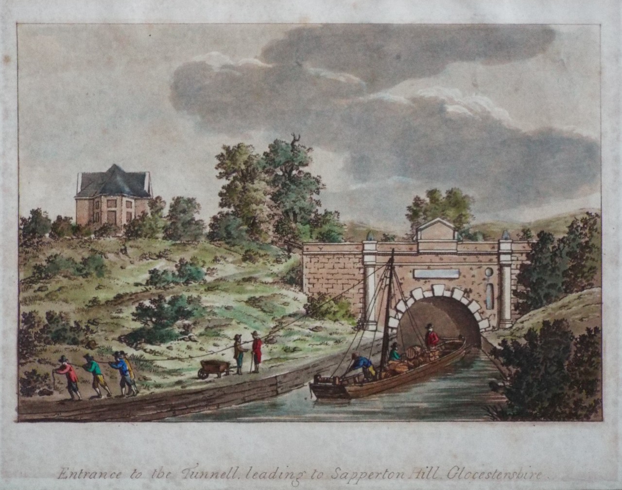 Aquatint - Entrance to the Tunnell, leading to Sapperton Hill, Glocestershire.