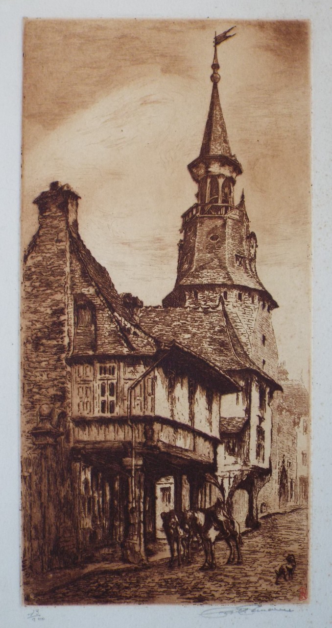 Etching - Dinan Tour d'Horloge