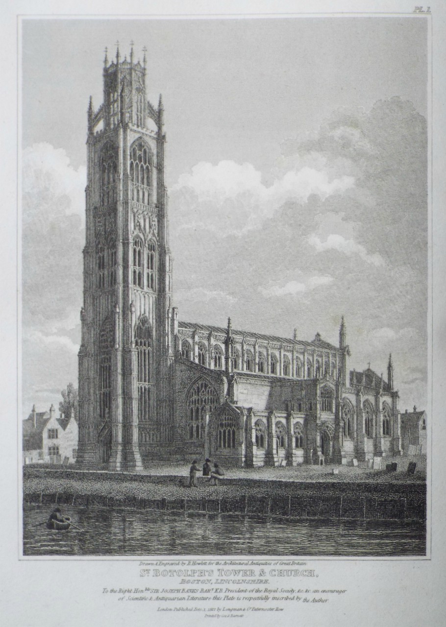 Print - St. Botolph's Tower & Church, Boston, Lincolnshire. - Howlett