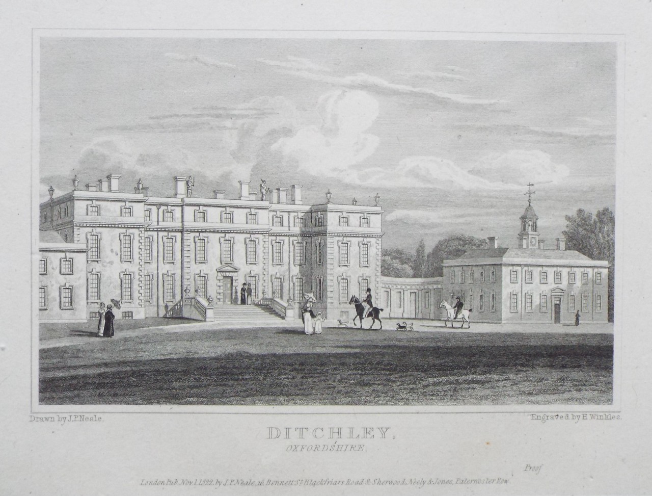 Print - Ditchley, Oxfordshire. - Winckles