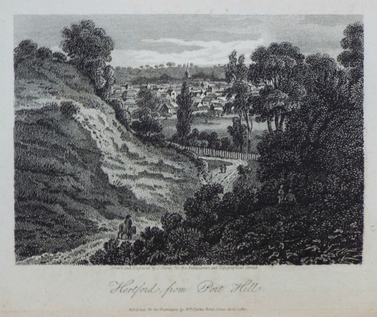 Print - Hertford, from the Port Hill. - Storer