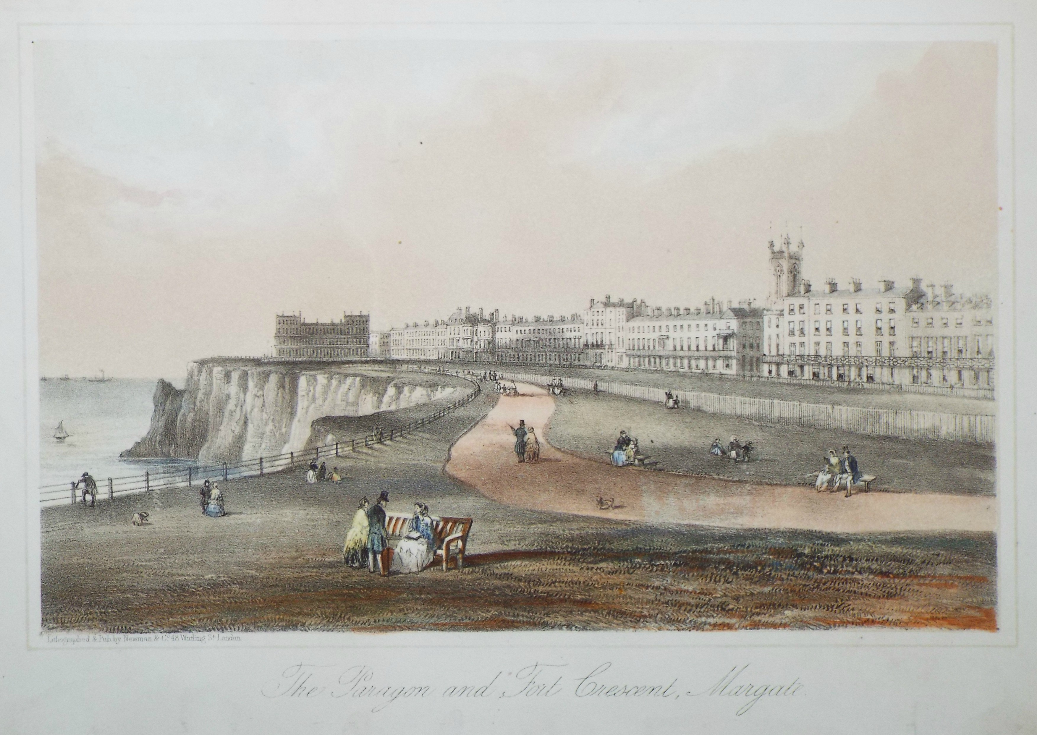 Lithograph - The Paragon and Fort Crescent, Margate.