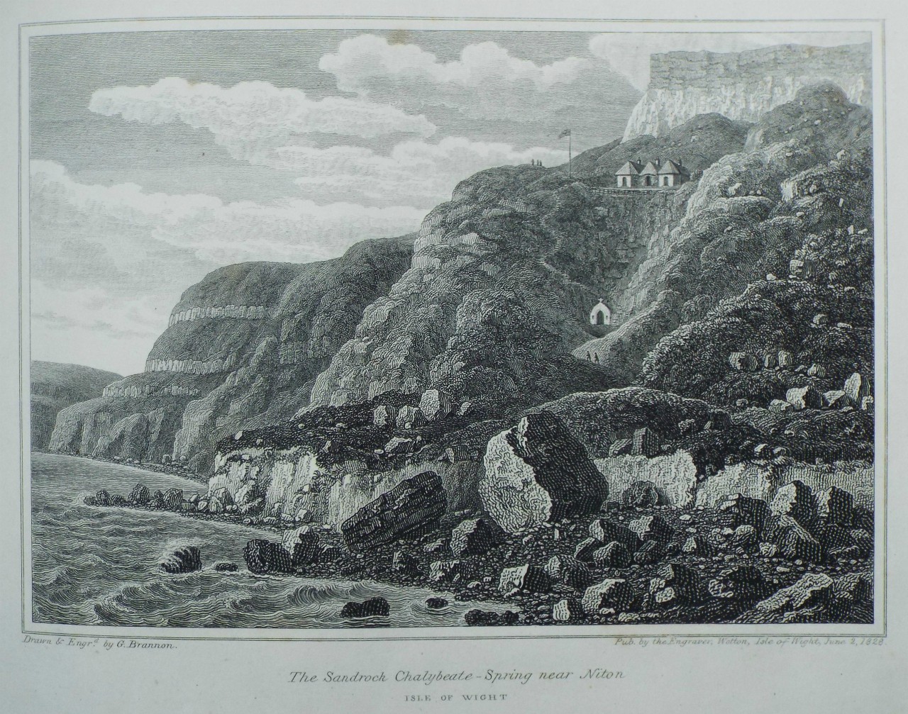 Print - The Sandrock Chalybeate-Spring near Niton, Isle of Wight - Brannon