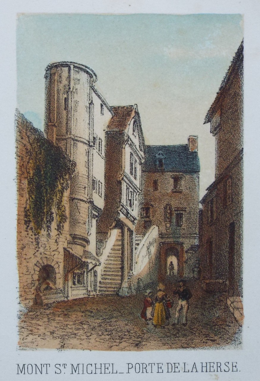 Lithograph - Mont St. Michel - Porte de la Herse.