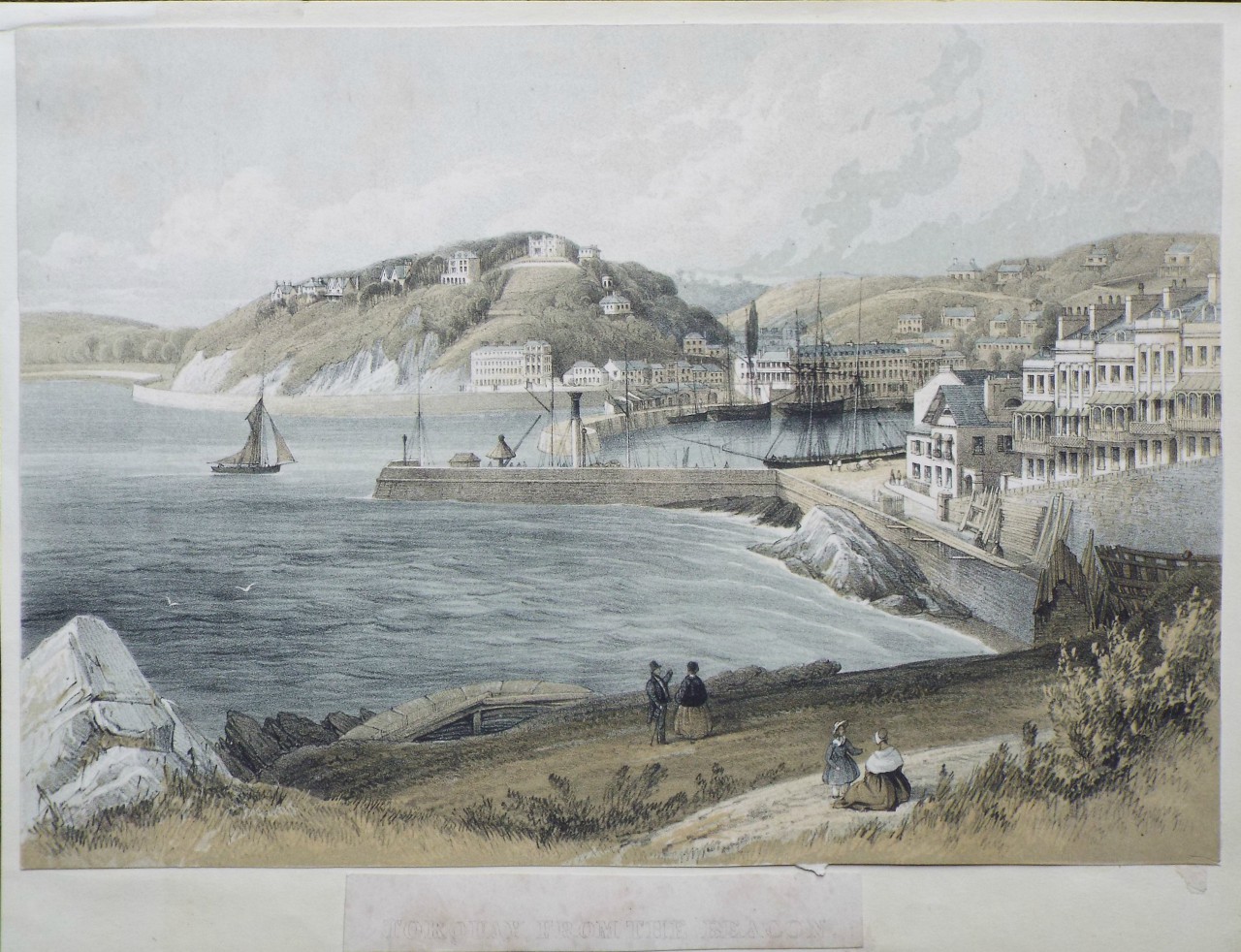 Lithograph - Torquay from the Beacon. - Spreat