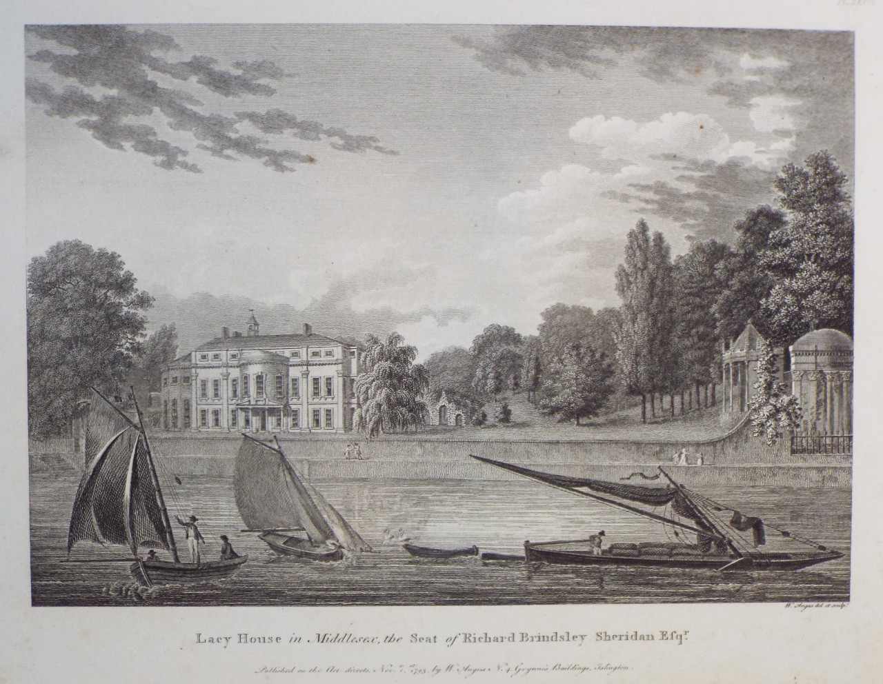 Print - Lacy House in Middlesex, the Seat of Richard Brindsley Sheridan Esqr. - Angus