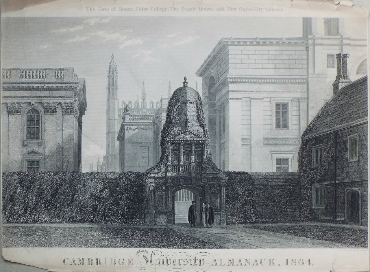 Print - The Gate of Honor, Caius College. The Senate House, and New University Library.