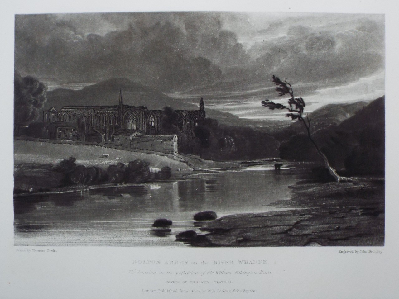 Mezzotint - Bolton Abbey, on the River Wharfe - Bromley