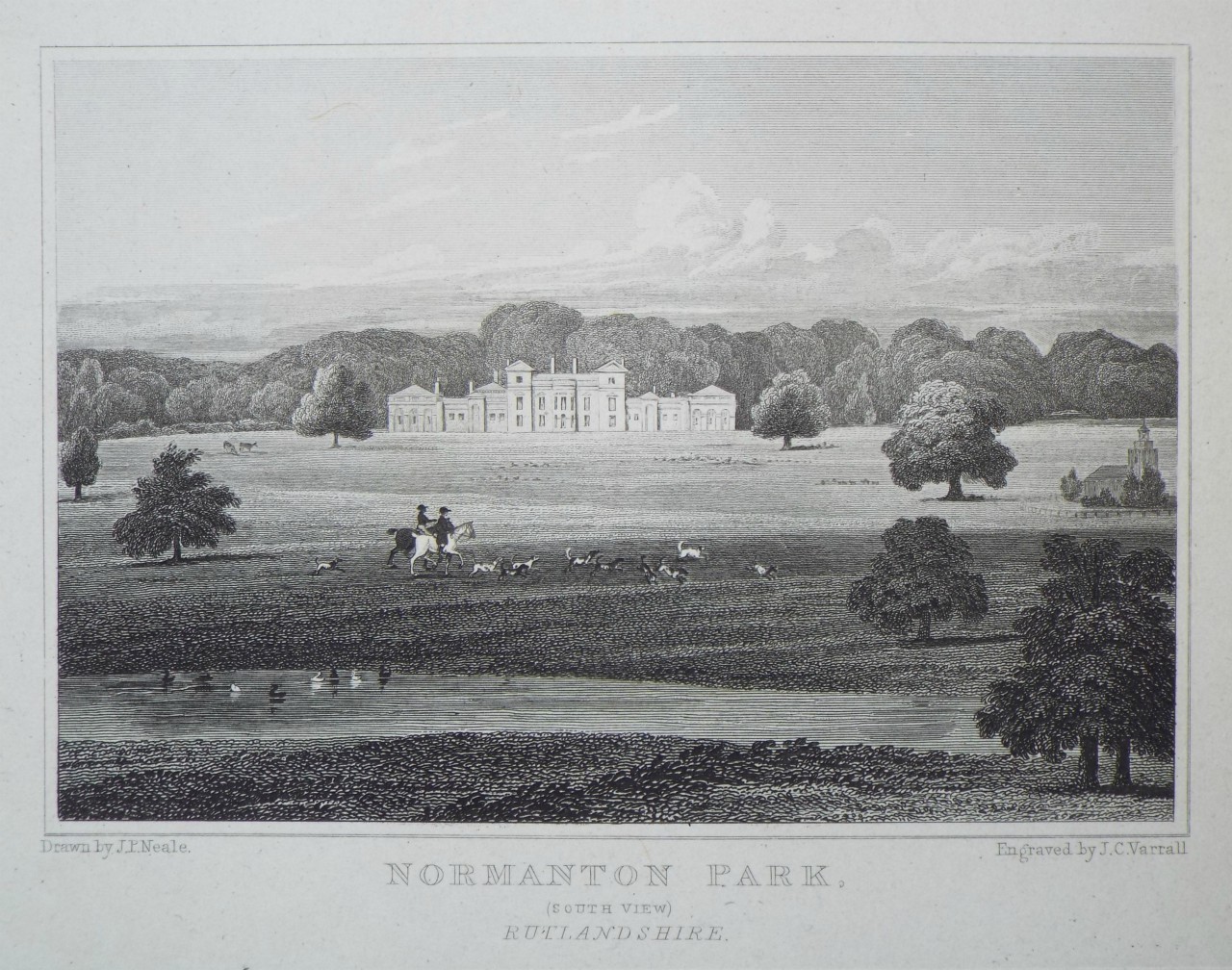 Print - Normanton Park, (South View) Rutlandshire. - Varrall