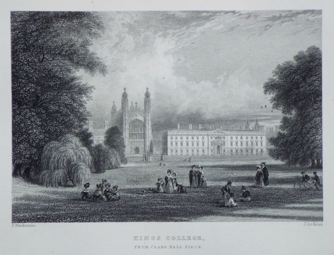 Print - Kings College, from Clare Hall Piece. - Le