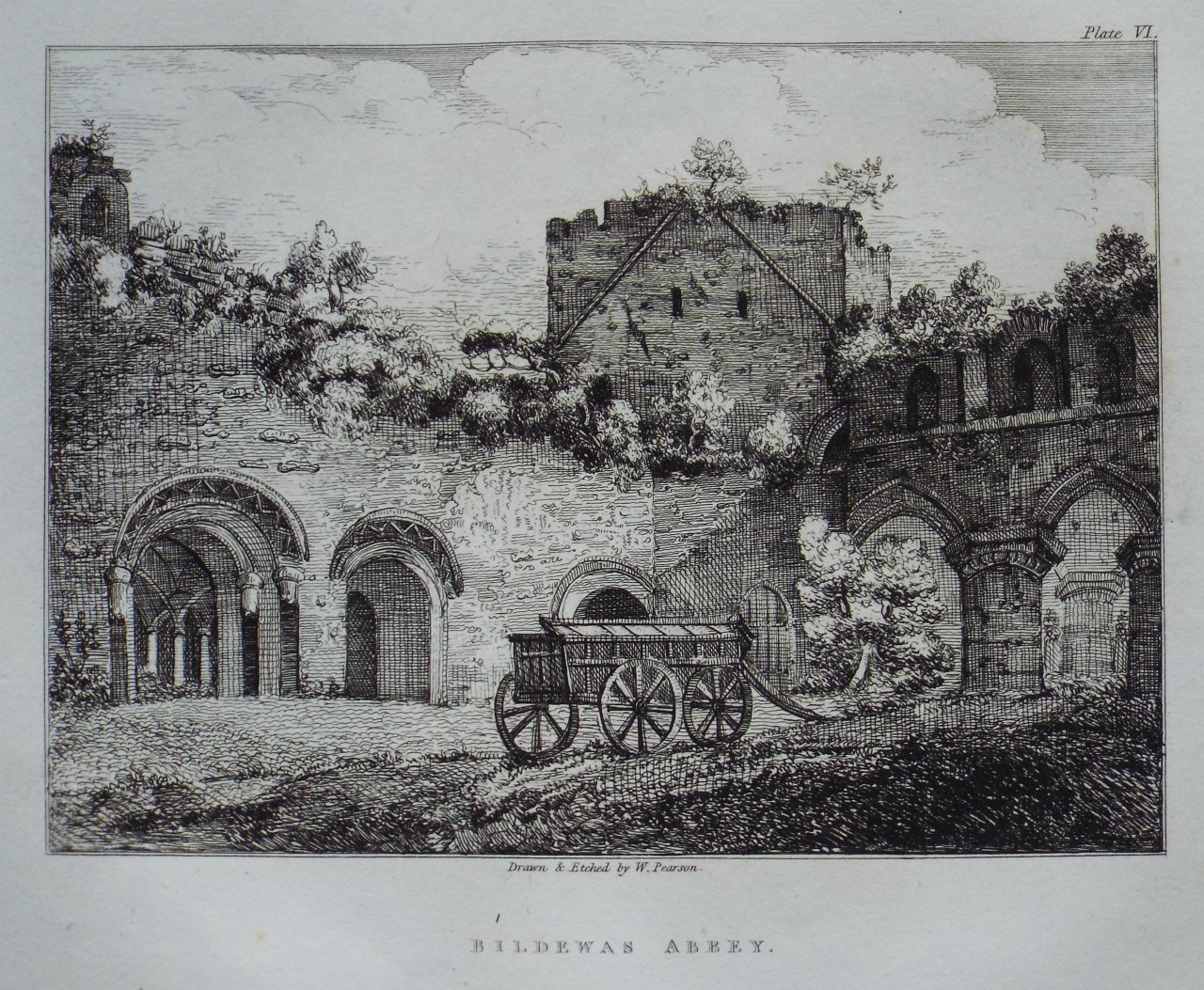 Etching - Bildewas Abbey - Pearson