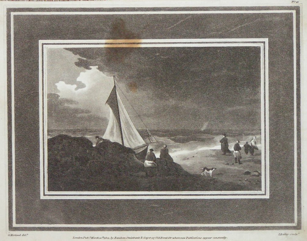 Aquatint - (Beach with boats and smugglers) - Bailey