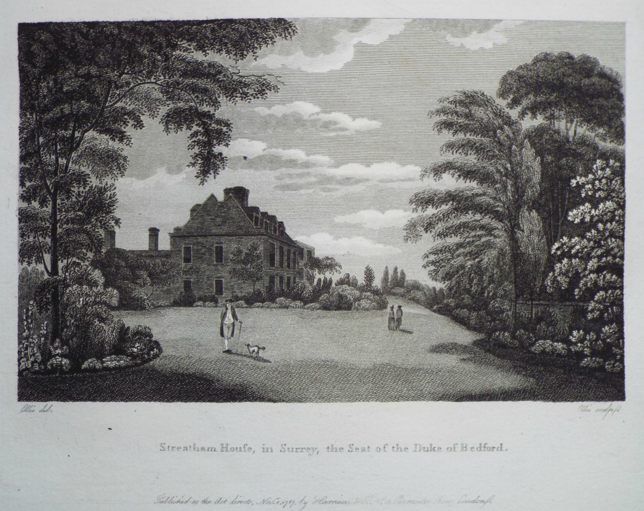 Print - Streatham House, in Surrey, the Seat of the Duke of Bedford. - 