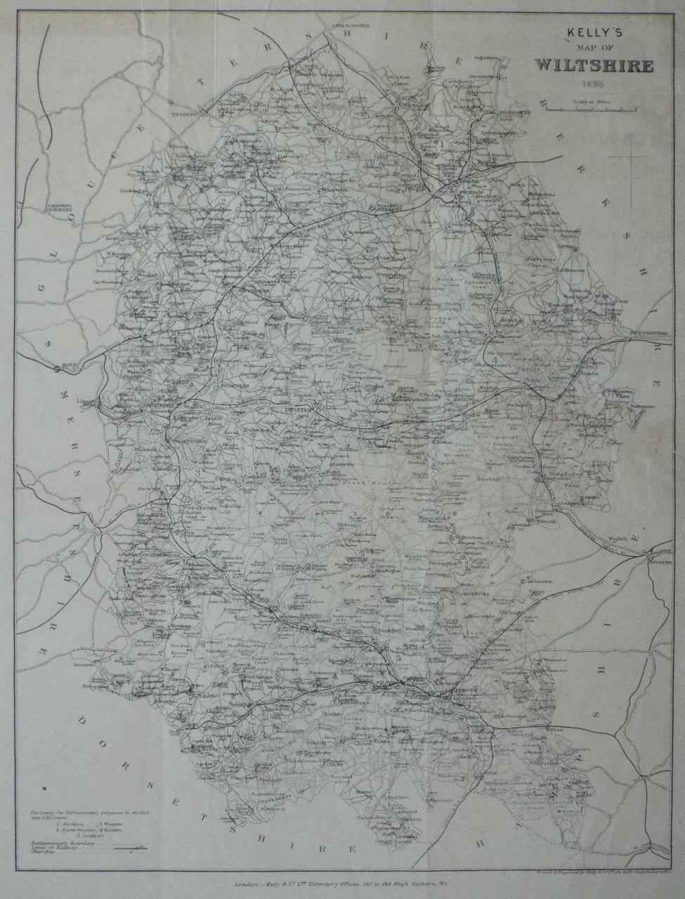 Map of Wiltshire - Kelly