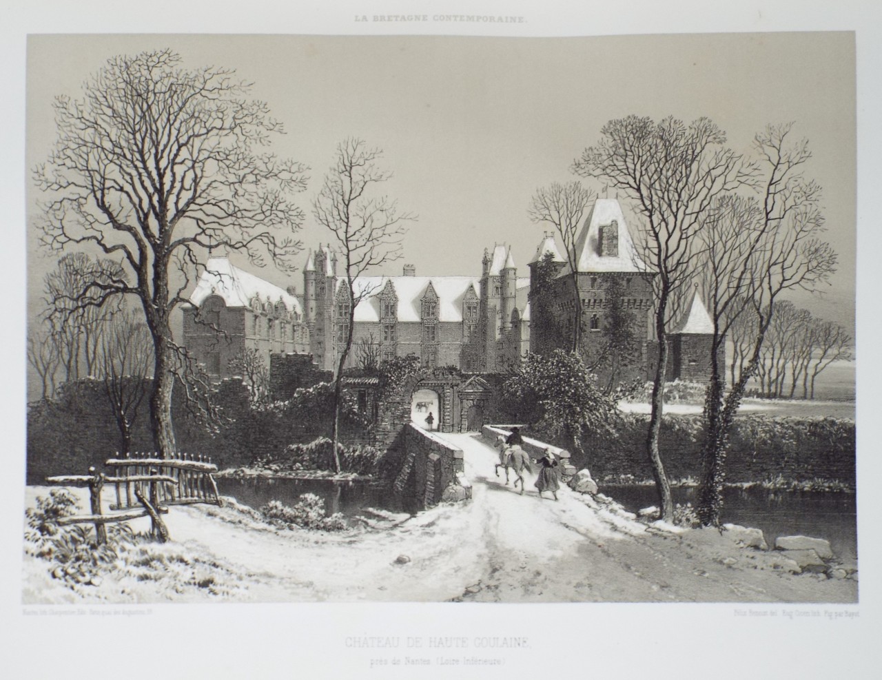 Lithograph - Chateau de Haute Goulaine, pres de Nantes. (Loire-Inferieure) - Ciceri