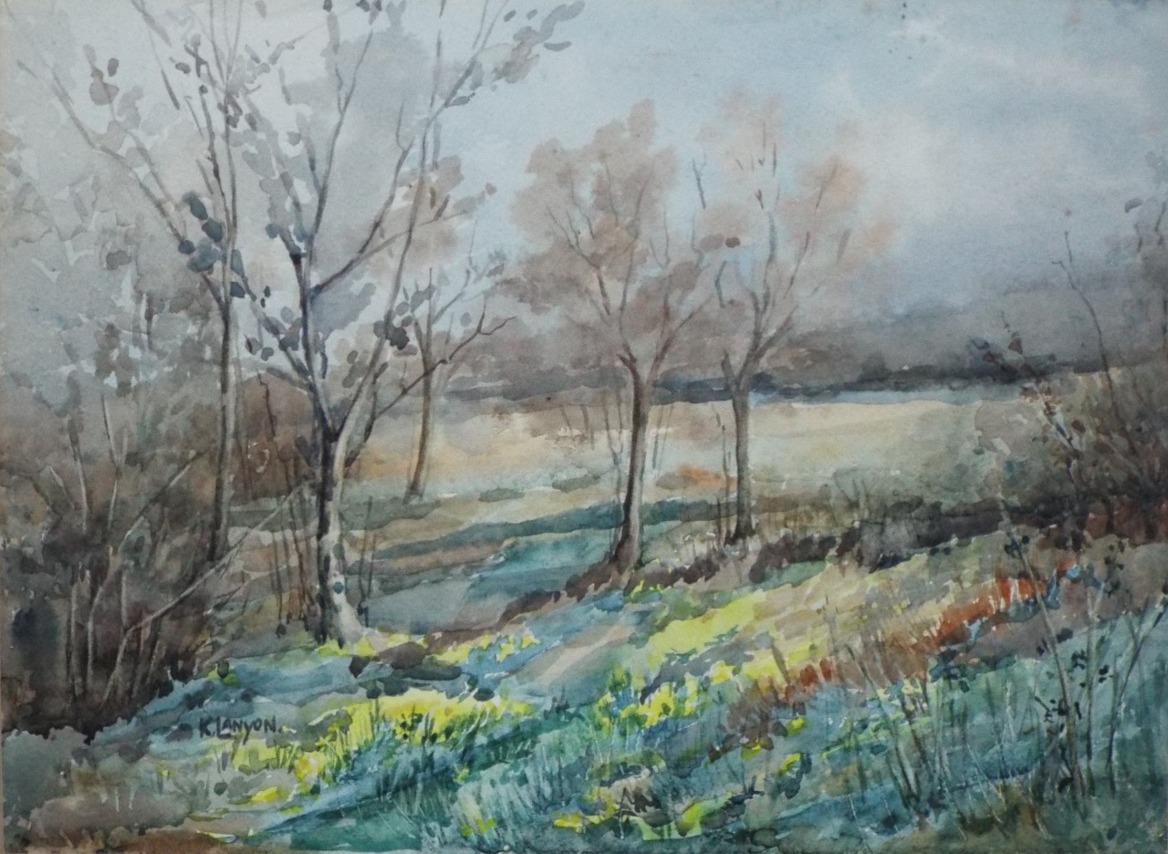 Watercolour - The Coppice in Spring at Smugglers Mead, Stourpaine, Dorset